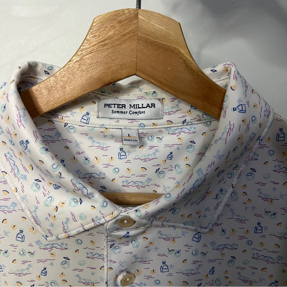 Peter Millar “5 O’Clock in Fiji” Summer Comfort Jersey Golf Polo Large - Picture 6 of 13